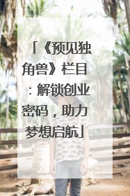 《预见独角兽》栏目：解锁创业密码，助力梦想启航