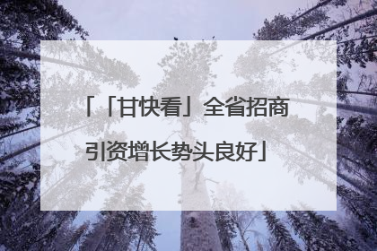 「甘快看」全省招商引资增长势头良好