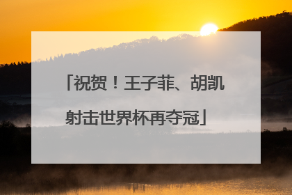 祝贺！王子菲、胡凯射击世界杯再夺冠