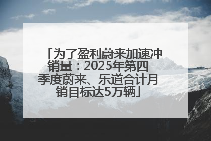 为了盈利蔚来加速冲销量：2025年第四季度蔚来、乐道合计月销目标达5万辆