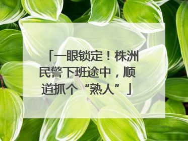 一眼锁定！株洲民警下班途中，顺道抓个“熟人”