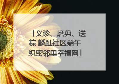 义诊、磨剪、送粽 麟趾社区端午织密邻里幸福网