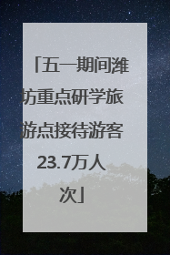 五一期间潍坊重点研学旅游点接待游客23.7万人次