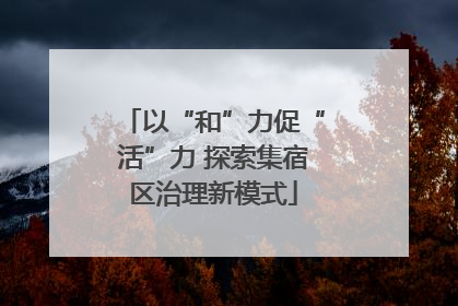 以“和”力促“活”力 探索集宿区治理新模式