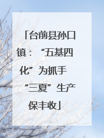 台前县孙口镇：“五基四化”为抓手 “三夏”生产保丰收