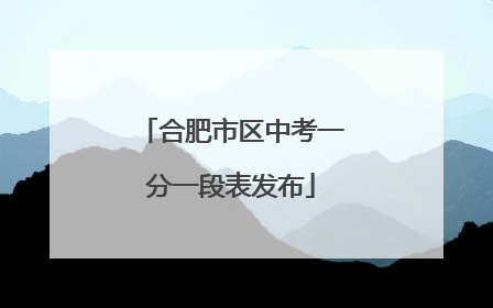 合肥市区中考一分一段表发布