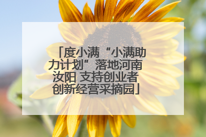 度小满“小满助力计划”落地河南汝阳 支持创业者创新经营采摘园