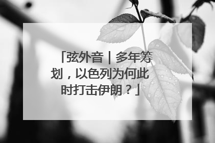 弦外音｜多年筹划，以色列为何此时打击伊朗？