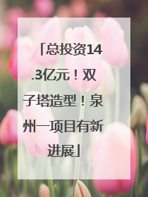 总投资14.3亿元！双子塔造型！泉州一项目有新进展