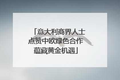 意大利商界人士点赞中欧绿色合作蕴藏黄金机遇
