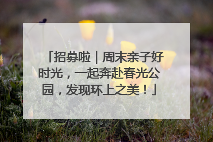 招募啦｜周末亲子好时光，一起奔赴春光公园，发现环上之美！