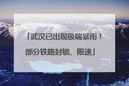 武汉已出现极端暴雨！部分铁路封锁、限速