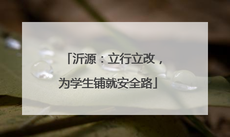 沂源：立行立改，为学生铺就安全路