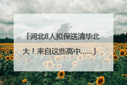 河北8人拟保送清华北大！来自这些高中……
