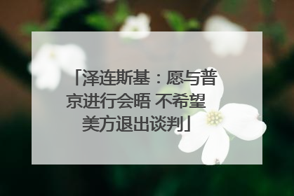 泽连斯基：愿与普京进行会晤 不希望美方退出谈判