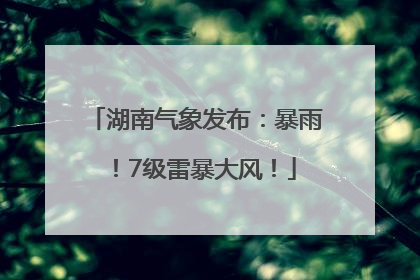 湖南气象发布：暴雨！7级雷暴大风！