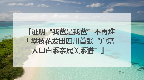 证明“我爸是我爸”不再难！攀枝花发出四川首张“户籍人口直系亲属关系谱”