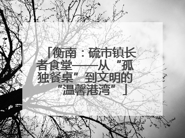 衡南：硫市镇长者食堂——从“孤独餐桌”到文明的“温馨港湾”