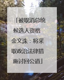 被取消总统候选人资格 金文洙：将采取政治法律措施讨回公道