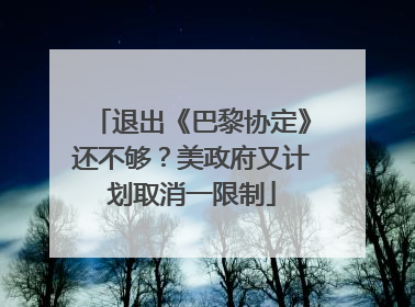 退出《巴黎协定》还不够？美政府又计划取消一限制