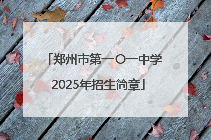 郑州市第一〇一中学2025年招生简章