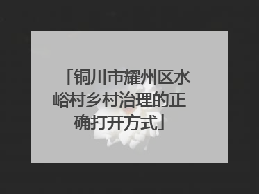 铜川市耀州区水峪村乡村治理的正确打开方式
