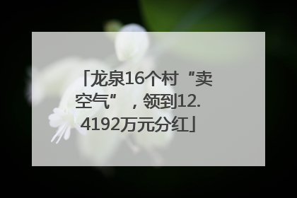 龙泉16个村“卖空气”，领到12.4192万元分红