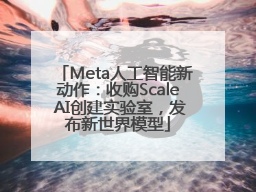 Meta人工智能新动作：收购Scale AI创建实验室，发布新世界模型